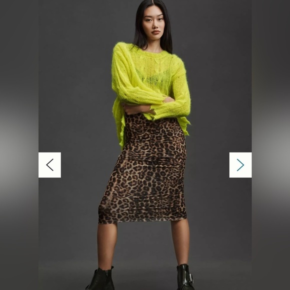 Anthropologie The Posey Stitchy Distressed Sweater Small neon green cable knit - Picture 5 of 16